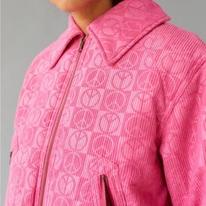 URBAN OUTFITTERS Femme Pink Peace Sign Embossed Jacket NWOT Size Medium